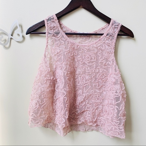 𝓯𝓹🦋 FREE PEOPLE FLORAL FRILL SHEER TANK - Picture 2 of 5